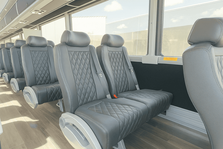 interior of Bowling Green Minibus Company charter bus