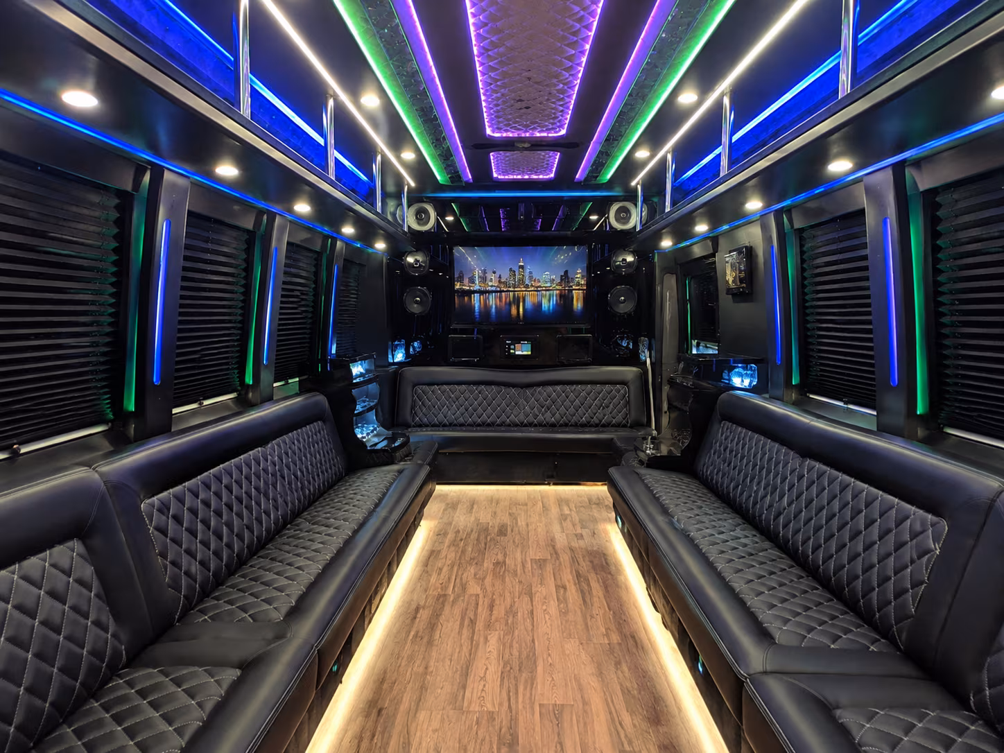 bowling green 25 passenger party bus interior