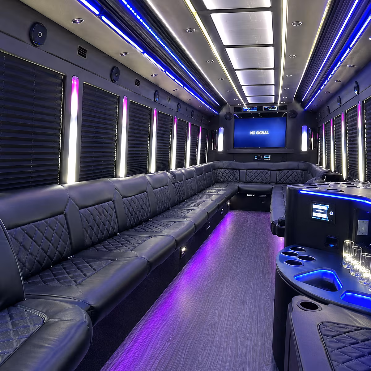 bowling green 30 passenger party bus inside