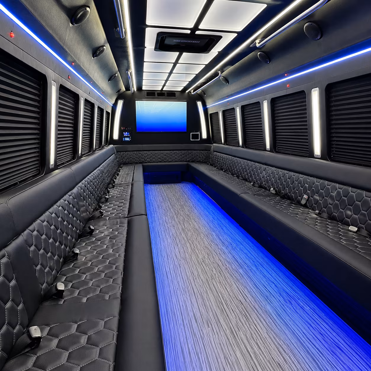 bowling green 50 passenger party bus inside